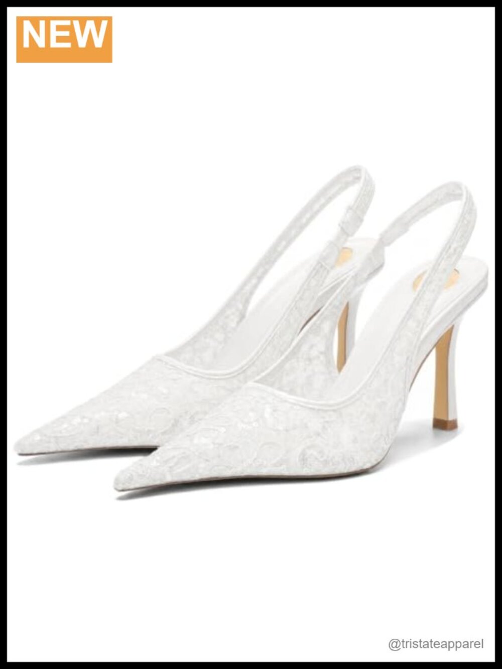Lace Mesh Slingback Pointed Toe Stiletto Pumps